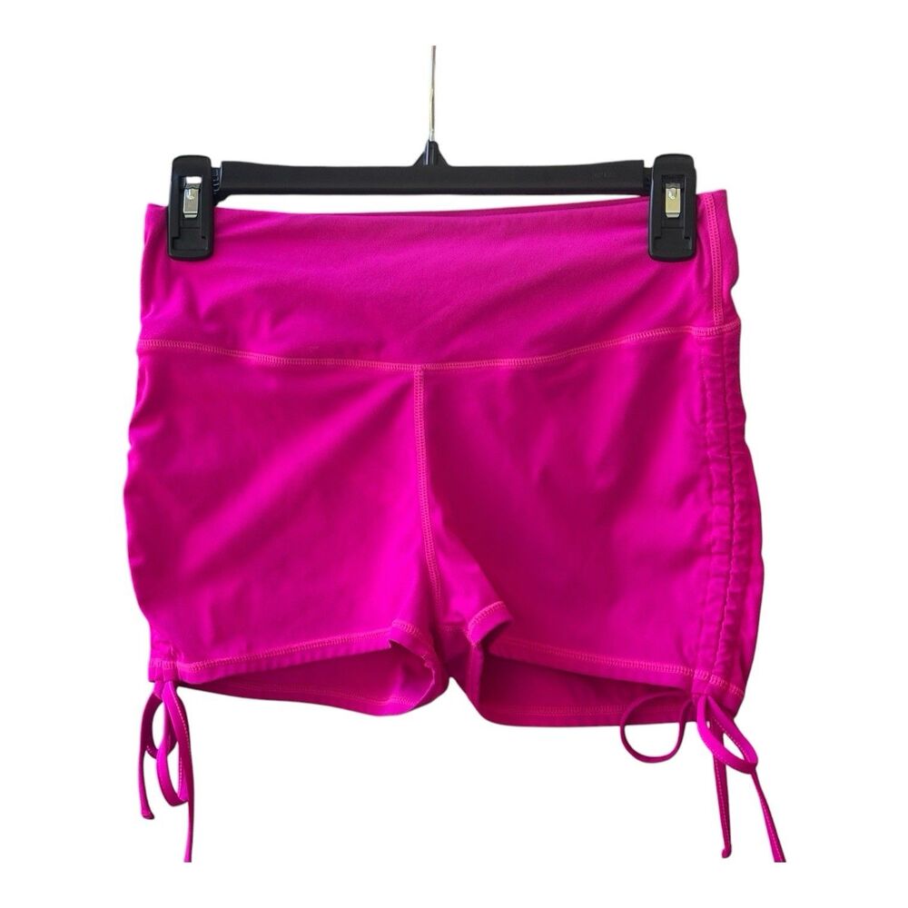 Nova Sport Magenta Athletic Ruched Cinch-Tie Booty Shorts M Gym Workout Colorful